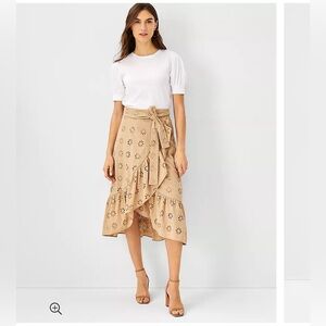 Tan ruffle eyelet wrap skirt from Ann Taylor - NWT